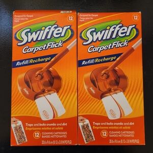 Swiffer Carpet Flick Refill Cleaning Cartridges 12 Ct Each, Lot of 2 Boxes New!